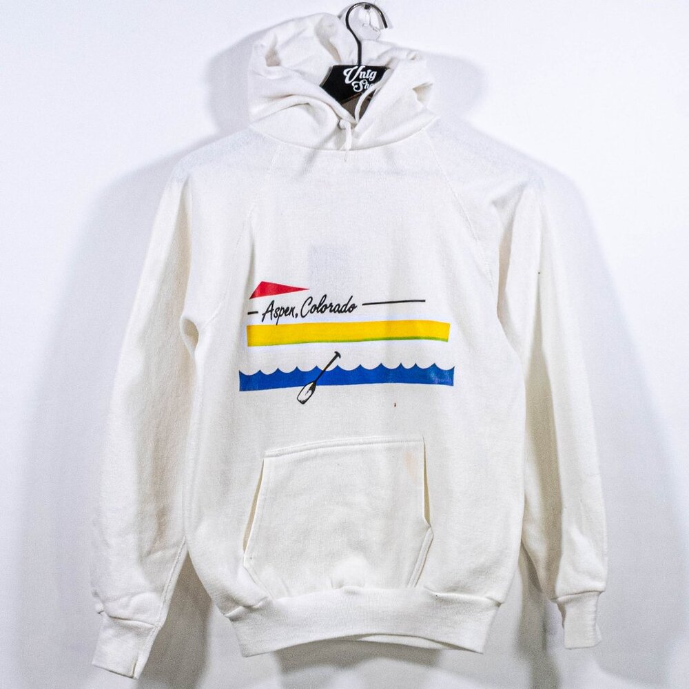 Aspen Colorado Ski Raglan Hoodie Sweatshirt H Wolf & Sons Medium VTG 70s 80s